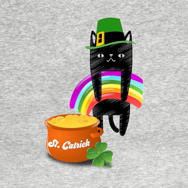 Funny Cat Lover St. Patrick's Day St. Catrick's Day Leprechaun Rainbow Irish by HuntTreasures